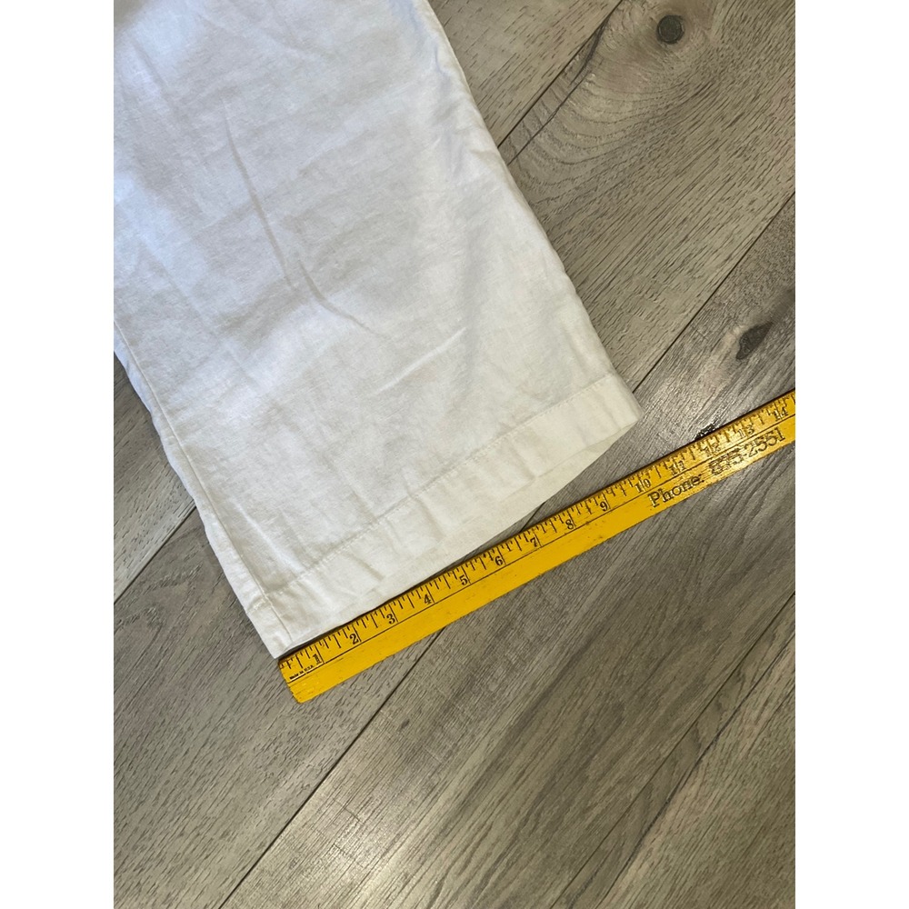 Beau Dawson White Linen Blend Wide Leg Smocked Waist Pants Petite XL - Picture 7 of 8